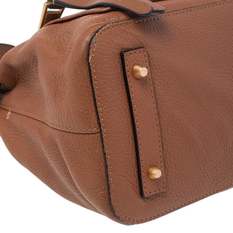 Pre Owned Moschino Brown Leather Logo Hobo