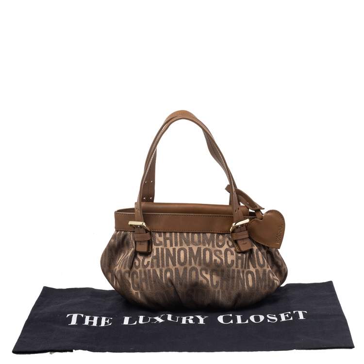 Pre Owned Moschino Brown Monogram Canvas And Leather Tote
