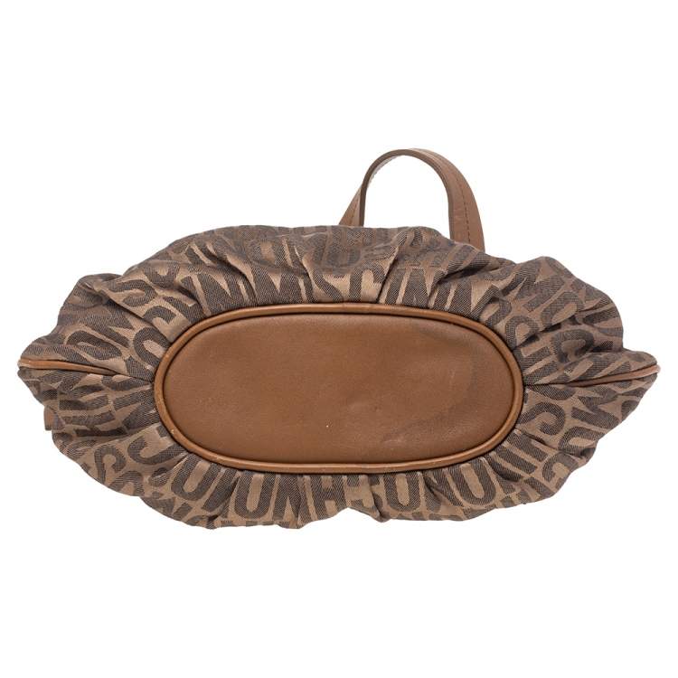 Pre Owned Moschino Brown Monogram Canvas And Leather Tote
