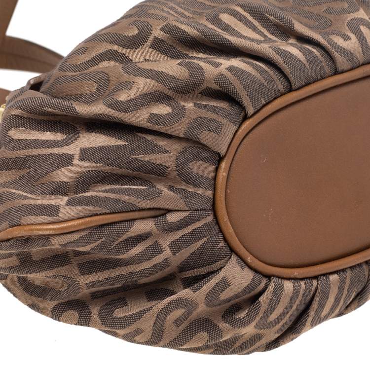Pre Owned Moschino Brown Monogram Canvas And Leather Tote