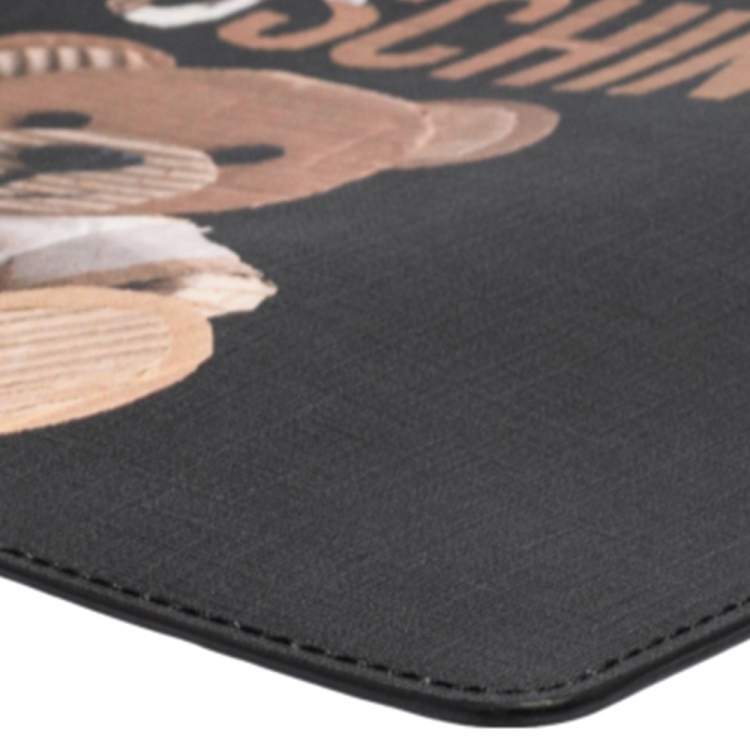 Pre Owned Moschino Black Coated Canvas Medium Teddy Bear Print Wristlet Clutch