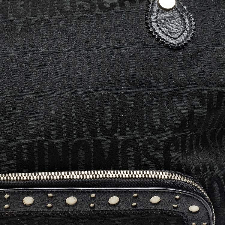 Pre Owned Moschino Black Canvas and Leather Brogues Tote