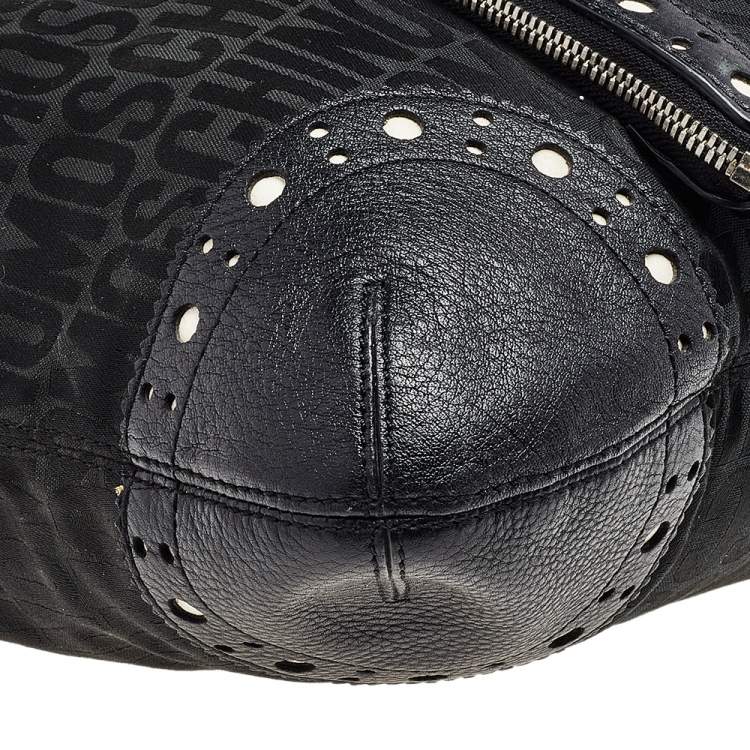 Pre Owned Moschino Black Canvas and Leather Brogues Tote