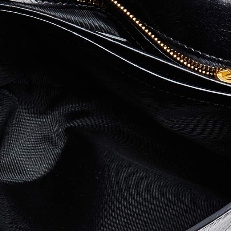 Pre Owned Moschino Black Leather Logo Crossbody Bag