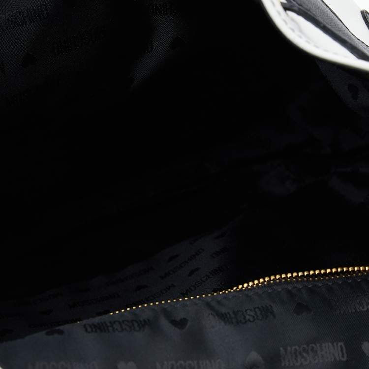 Pre Owned Moschino Black/White Leather Cow Motif Backpack