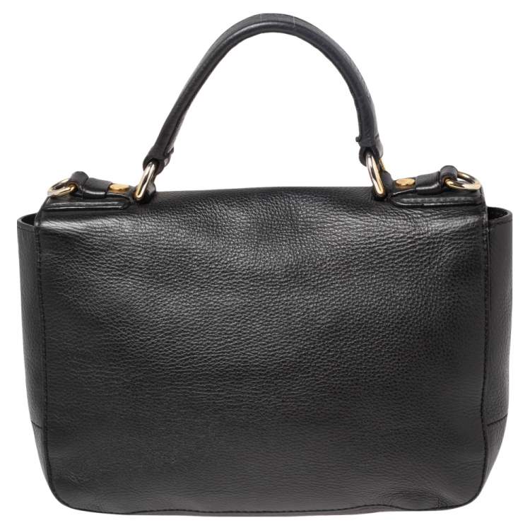 مملوكة مسبقًا Moschino Black Leather Logo Flap Top Handle Bag