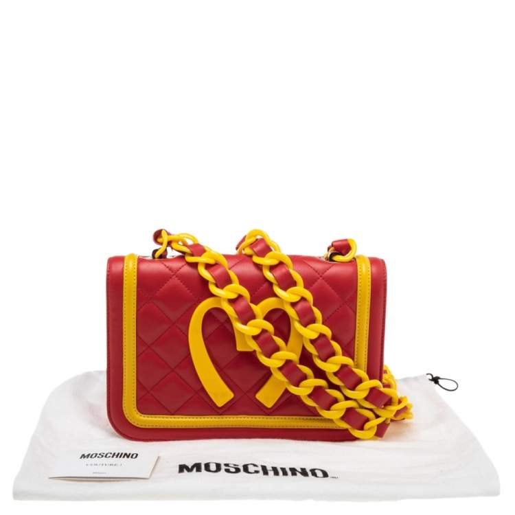 مملوكة مسبقًا Moschino Red/Yellow Quilted Leather McDonald's Happy Meal Shoulder Bag