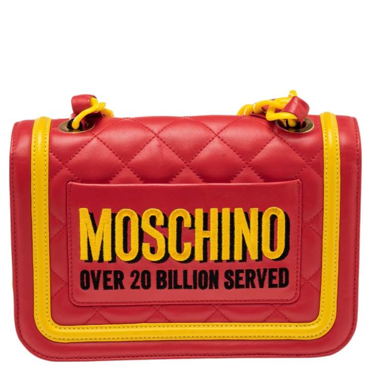 مملوكة مسبقًا Moschino Red/Yellow Quilted Leather McDonald's Happy Meal Shoulder Bag