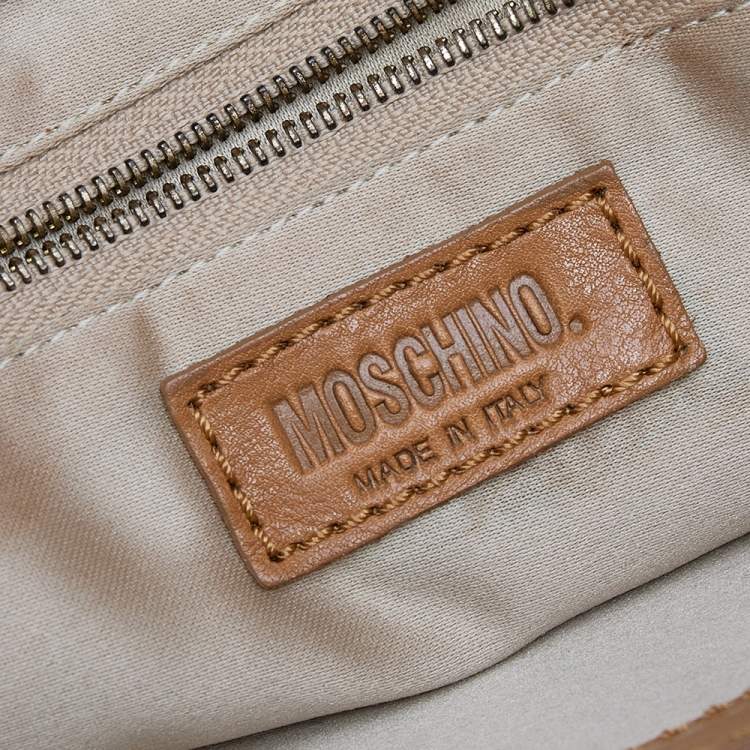 Pre Owned Moschino Metallic Gold/Brown Leather Studded Satchel