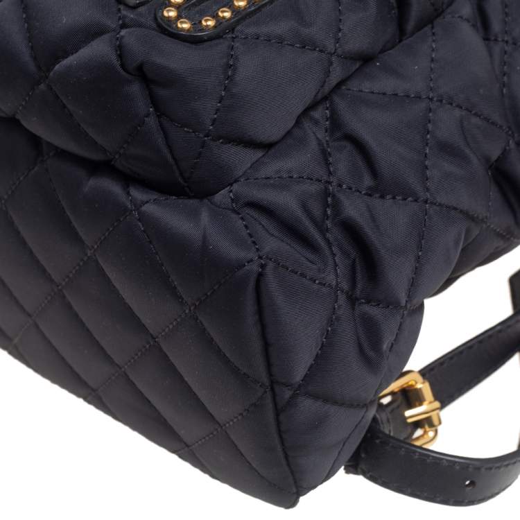 Pre Owned Moschino Black Nylon Logo Embellished Backpack