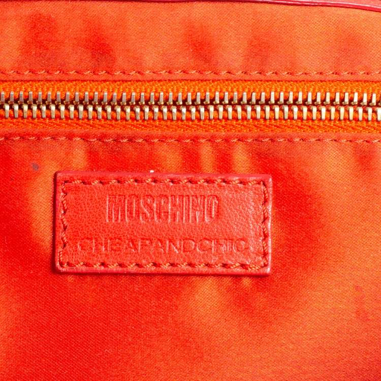 Pre Owned Moschino Cheap and Chic Red Leather Heart Flap Shoulder Bag