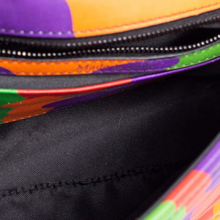 Pre Owned Moschino Multicolor Camouflage Leather Biker Jacket Crossbody Bag