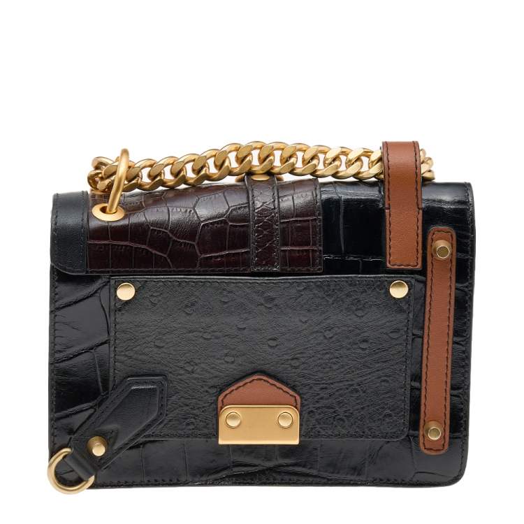 Pre Owned Moschino Multicolor Exotic Embossed Patchwork Leather Jeremy Scott Shoulder Bag