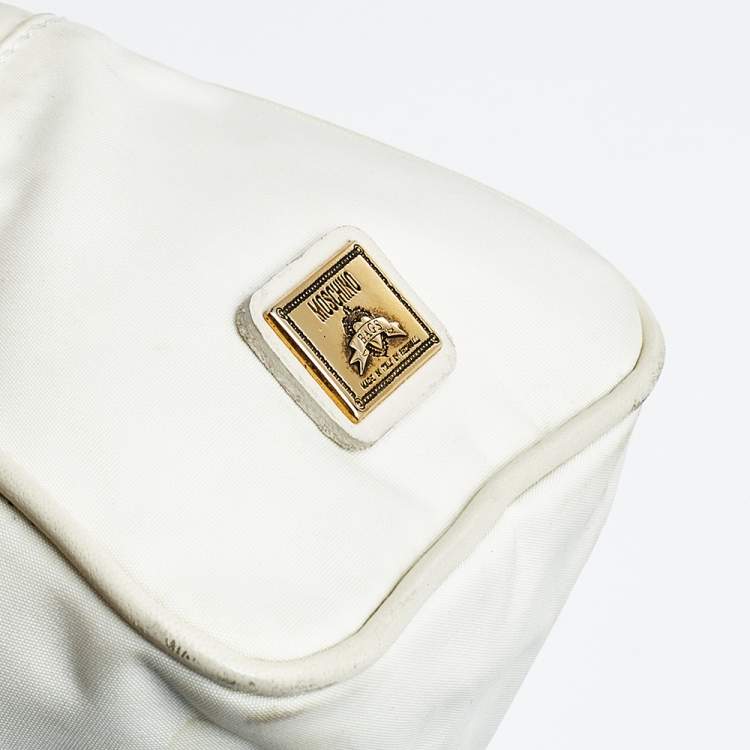Pre Owned Moschino Off White Nylon and Leather Crossbody Bag