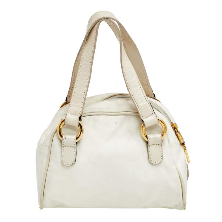 Pre Owned Moschino Off White Nylon and Leather Crossbody Bag