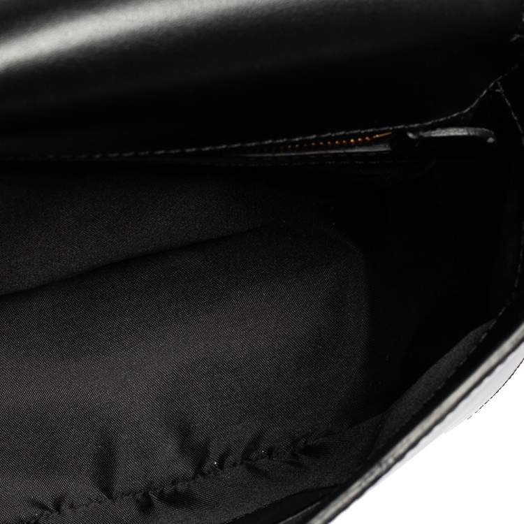 Pre Owned Moschino Black Leather Logo Belt Strap Crossbody Bag