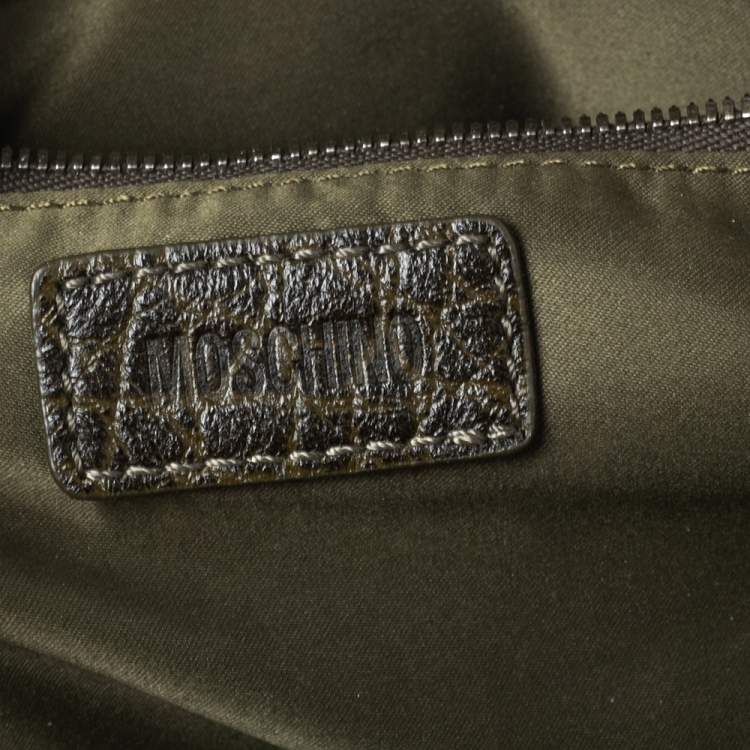 مملوكة مسبقًا Moschino Green Signature Canvas and Leather Turnlock Satchel