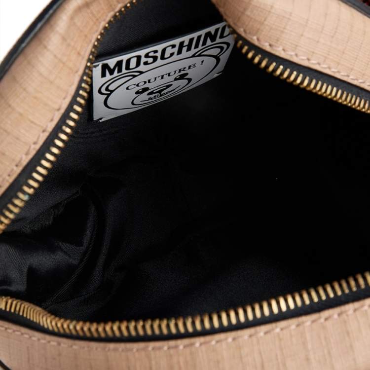 Pre Owned Moschino Tan Leather Teddy Bear Crossbody Bag