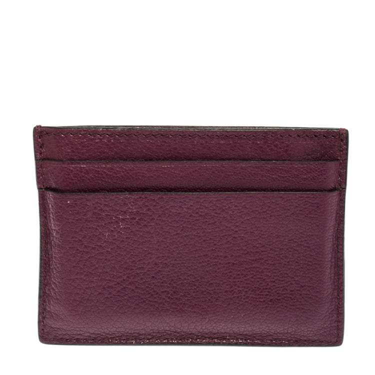 Pre Owned Moschino Purple Leather Logo Card Holder 