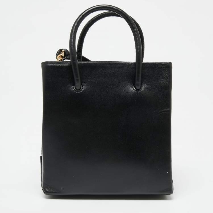 مملوكة مسبقًا Moschino Black/White Leather Logo Vertical Tote