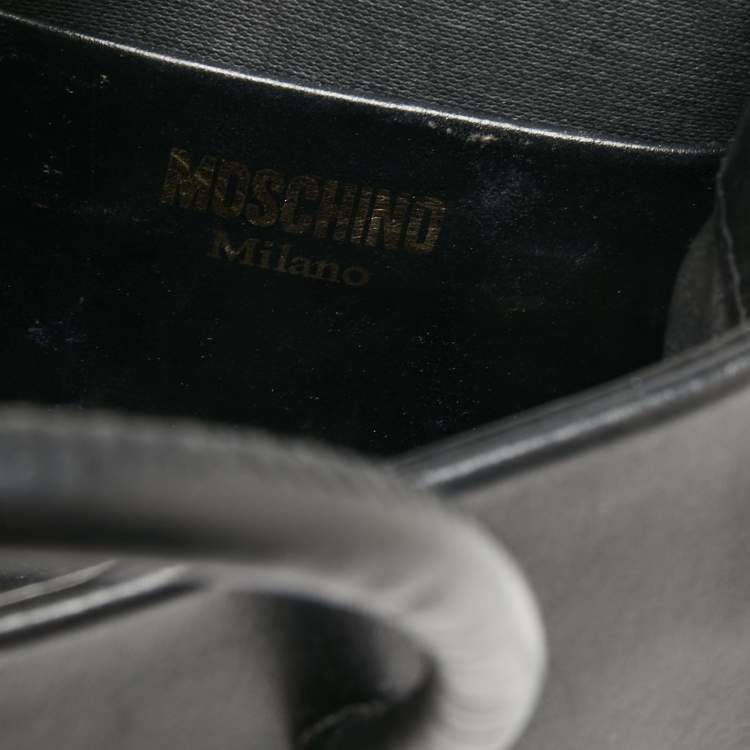 مملوكة مسبقًا Moschino Black/White Leather Logo Vertical Tote