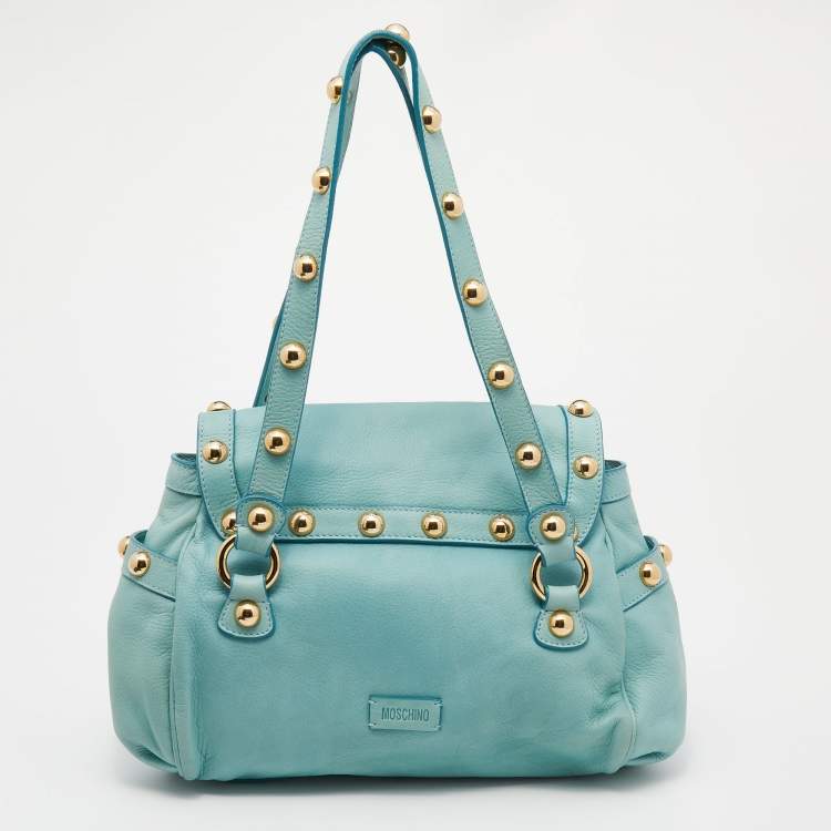 مملوكة مسبقًا Moschino Turquoise Leather Satchel