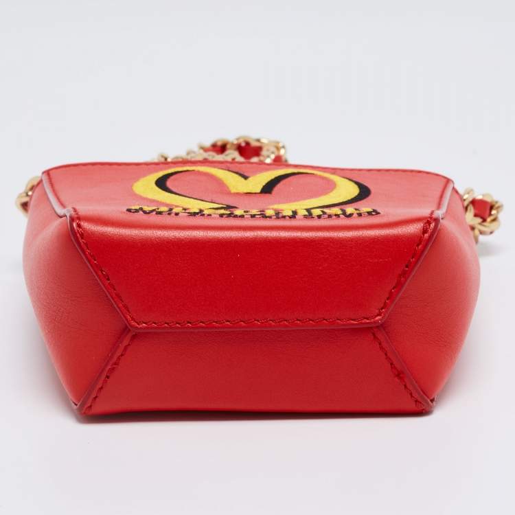 Pre Owned Moschino Red/Yellow Leather French Fry Chain Crossbody Bag