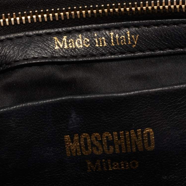 Pre Owned Moschino Black Leather Capsule Biker Jacket Shoulder Bag 