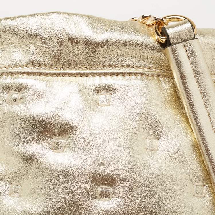 مملوكة مسبقًا Moschino Metallic Gold Leather Drawstring Crossbody Bag