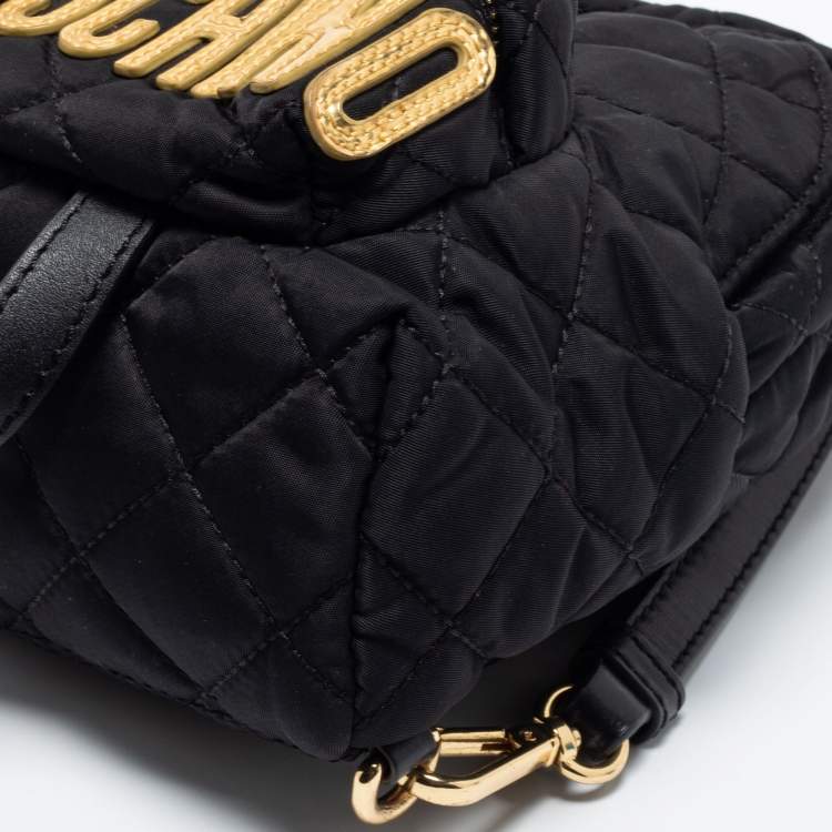 Pre Owned Moschino Black Quilted Nylon Mini Backpack