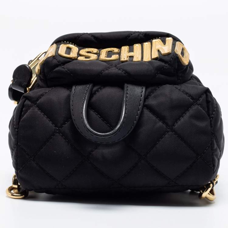 Pre Owned Moschino Black Quilted Nylon Mini Backpack
