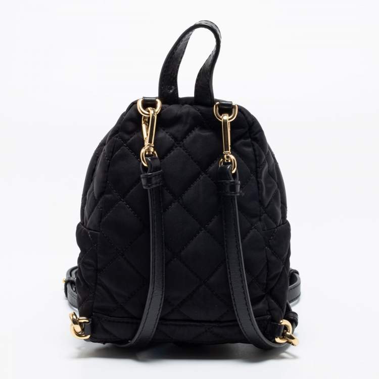 Pre Owned Moschino Black Quilted Nylon Mini Backpack