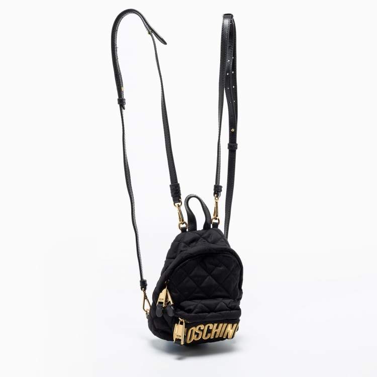 Pre Owned Moschino Black Quilted Nylon Mini Backpack