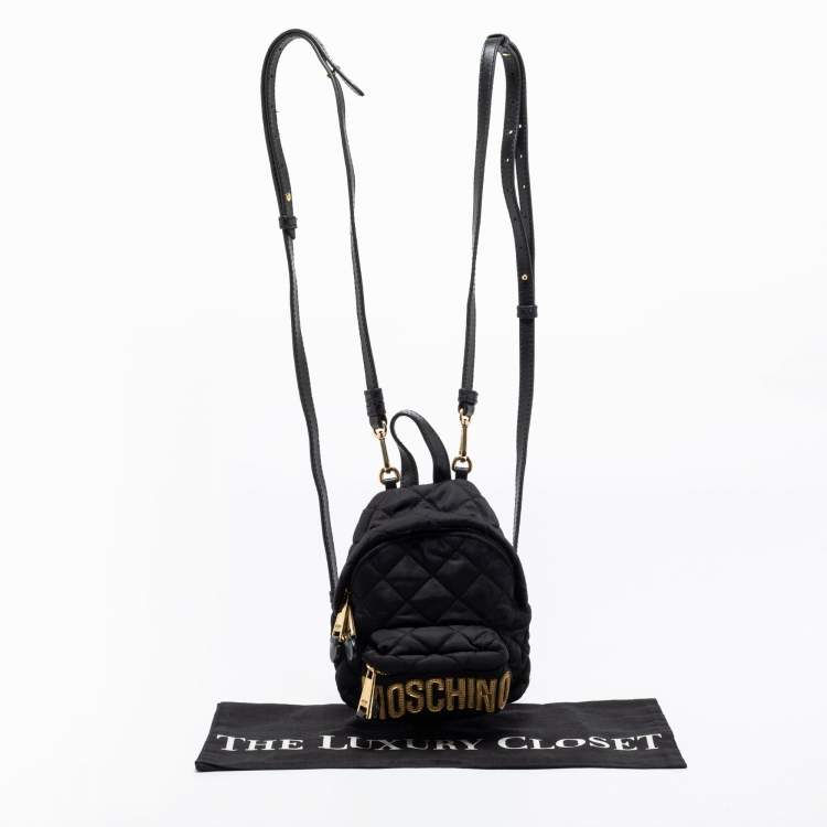 Pre Owned Moschino Black Quilted Nylon Mini Backpack
