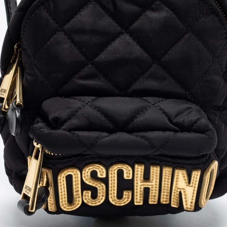 Pre Owned Moschino Black Quilted Nylon Mini Backpack