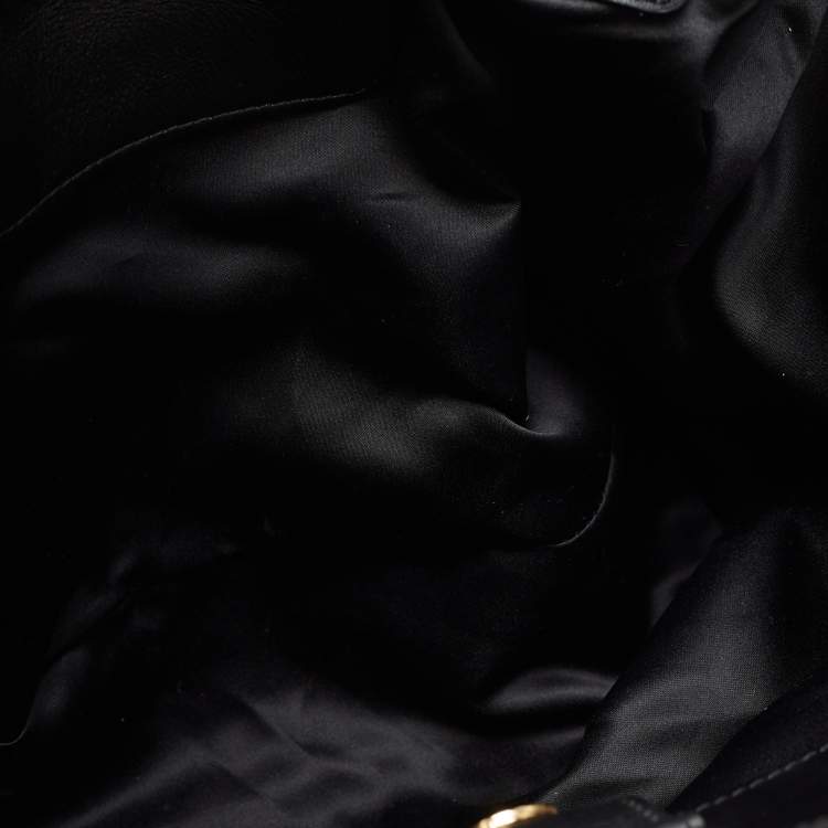 Pre Owned Moschino Black Leather Zip Detail Tote