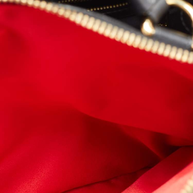 Pre Owned Moschino Black Leather Zip Detail Tote