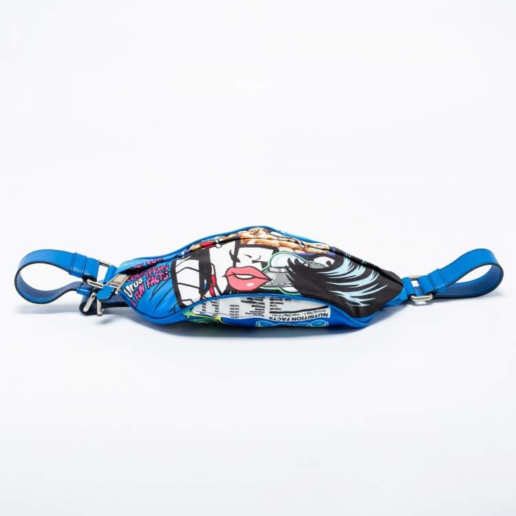 Pre Owned Moschino Blue  Nylon And Leather Belt Bag
