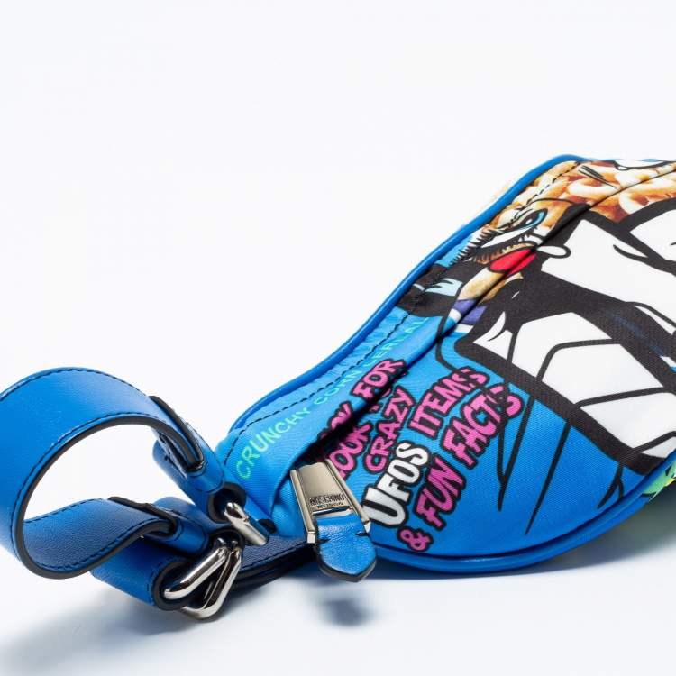 Pre Owned Moschino Blue  Nylon And Leather Belt Bag