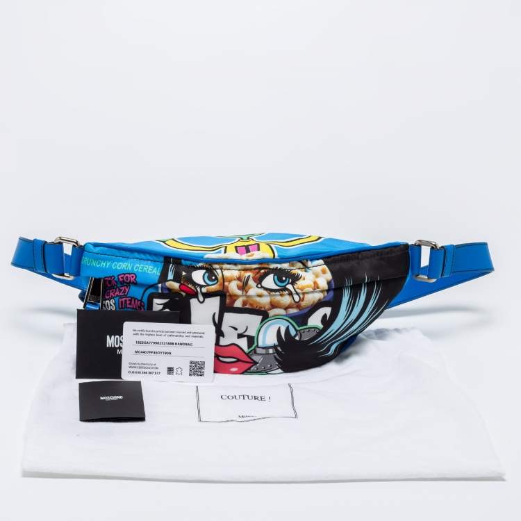 Pre Owned Moschino Blue  Nylon And Leather Belt Bag