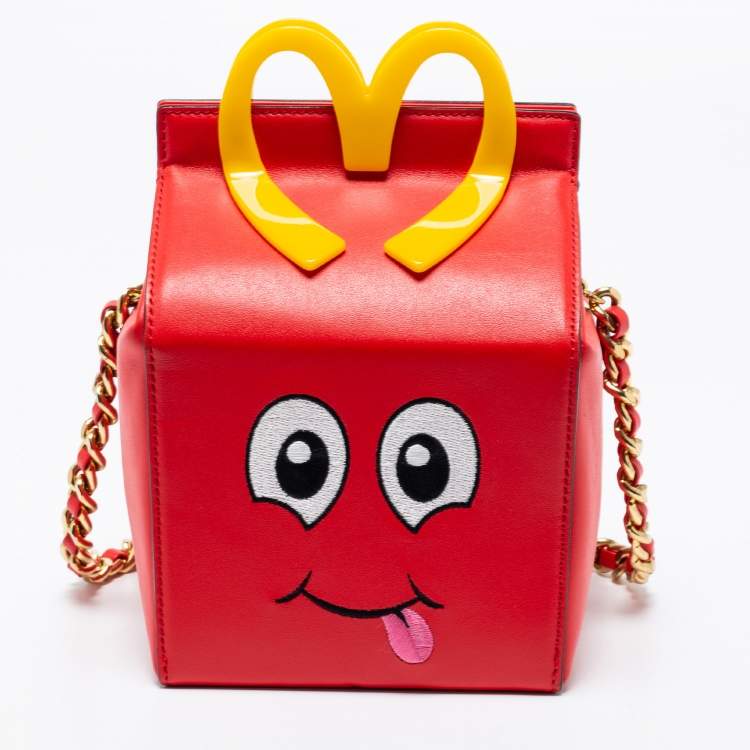 مملوكة مسبقًا Moschino Red/Yellow Leather McDonald's Happy Meal Shoulder Bag