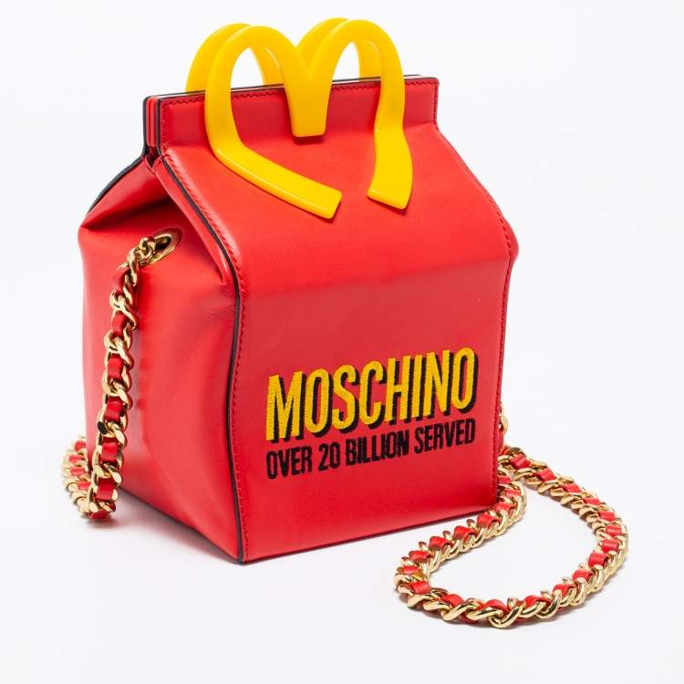 مملوكة مسبقًا Moschino Red/Yellow Leather McDonald's Happy Meal Shoulder Bag