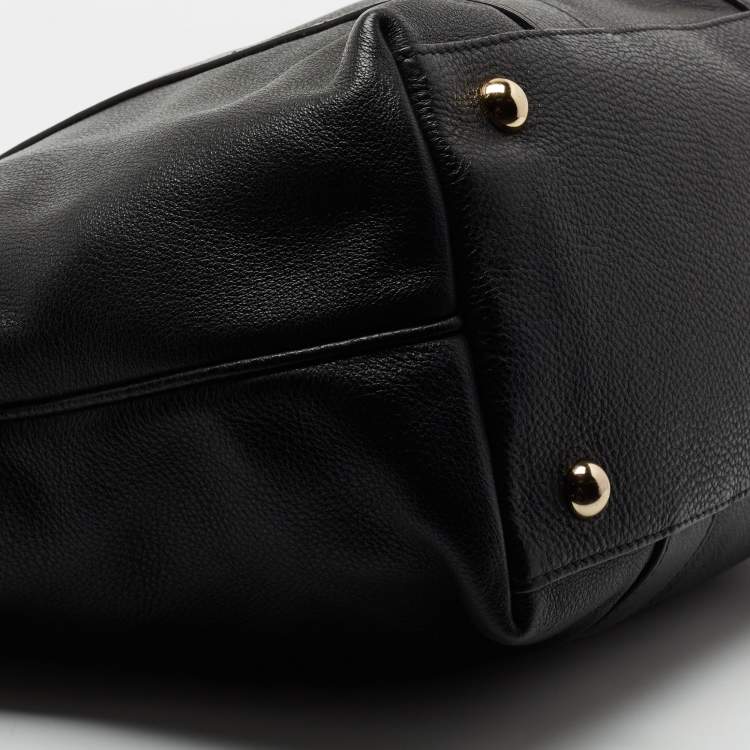 Pre Owned Moschino Black Leather Logo Detail Tote 