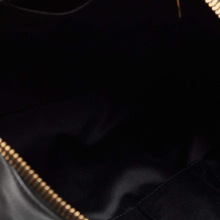 Pre Owned Moschino Black Leather Logo Detail Tote 