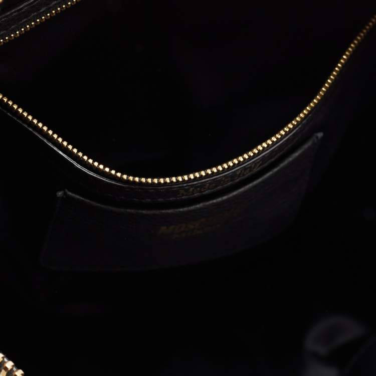 Pre Owned Moschino Black Leather Logo Detail Tote 