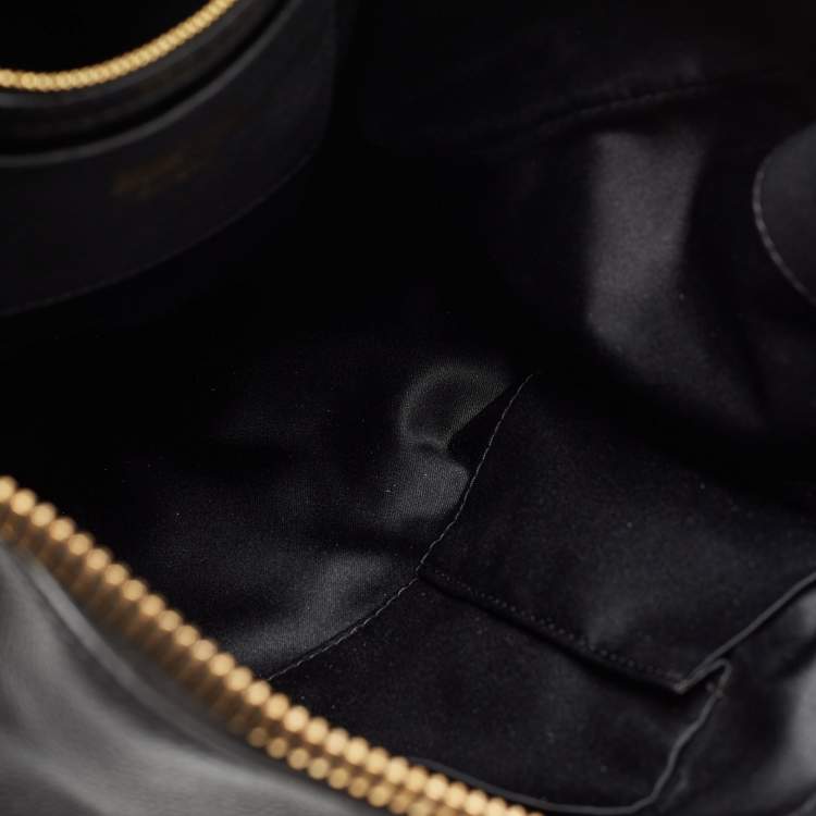 Pre Owned Moschino Black Leather Logo Detail Tote 