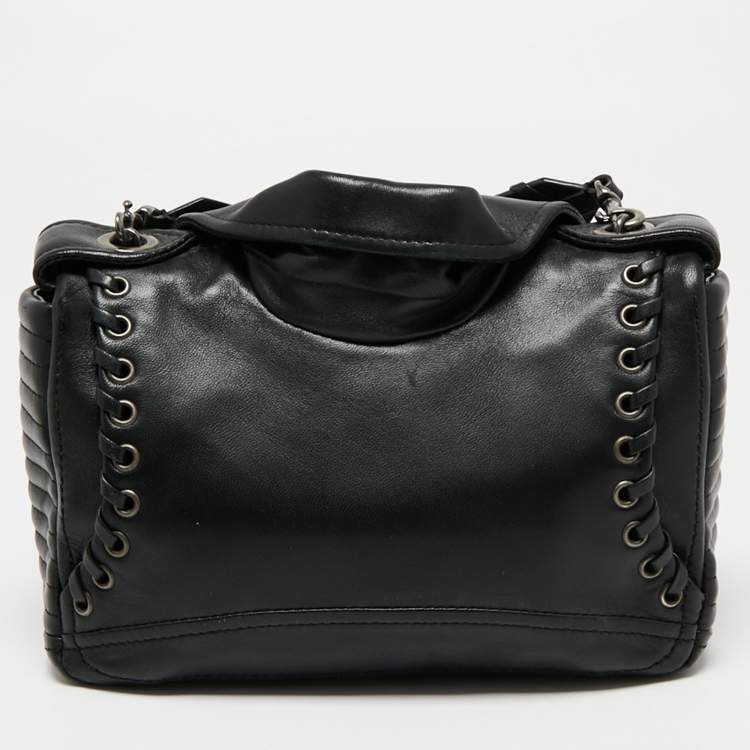 مملوكة مسبقًا Moschino Black Leather Biker Jacket Cross Body Bag