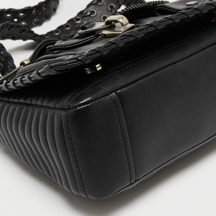 مملوكة مسبقًا Moschino Black Leather Biker Jacket Cross Body Bag