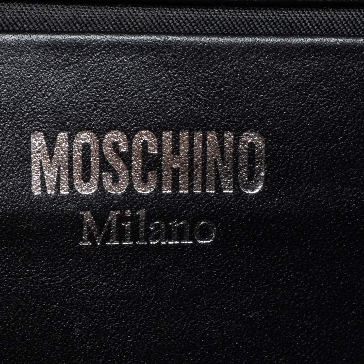 Pre Owned Moschino Black Leather Eyes Capsule Flap Crossbody Bag