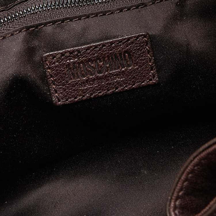 Pre Owned Moschino Brown Leather, Faux Fur, and Mink Studded Hobo